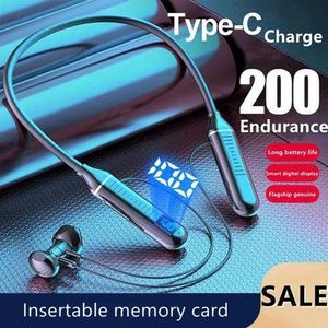 Neck Hanging Wireless Bluetooth Earphone Stereo Bass Waterproof Sports Ear buds-Black